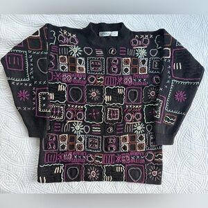 Vintage Le Moda Knit  Patterned Sweater Medium